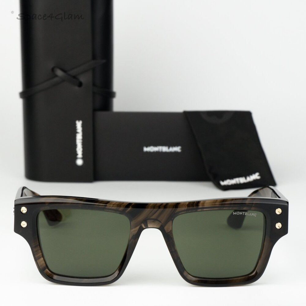 Montblanc Men Sunglasses Brown Green Square MB0253S 005 BRAND NEW